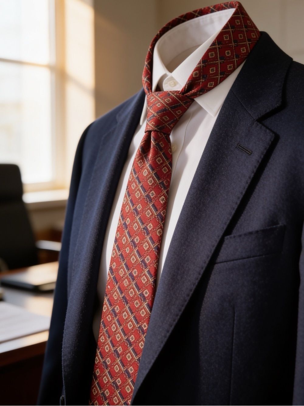 BROOKS BROTHERS MENS SILK TIE RED BLUE DESIGN